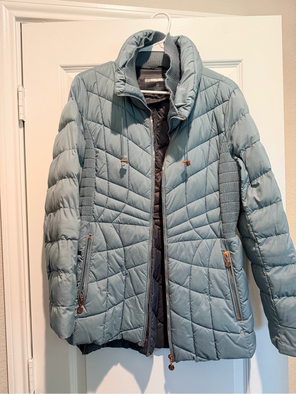 Bernardo Light Blue Quilted Puffer Jacket for Women
